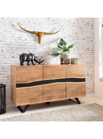 KADIMA DESIGN Sideboard 148 x 85 x 43 cm Massiv-Holz Natur Baumkante Anrichte