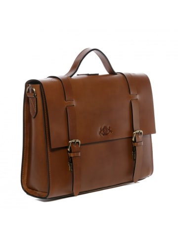 SID & VAIN Leder-Aktentasche Leder Businesstasche Unisex BOSTONDUO in braun