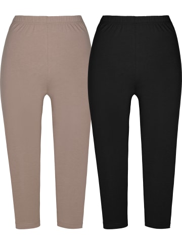 REDBEST Single-Jersey Capri-Leggings im 2er-Pack in taupe/schwarz