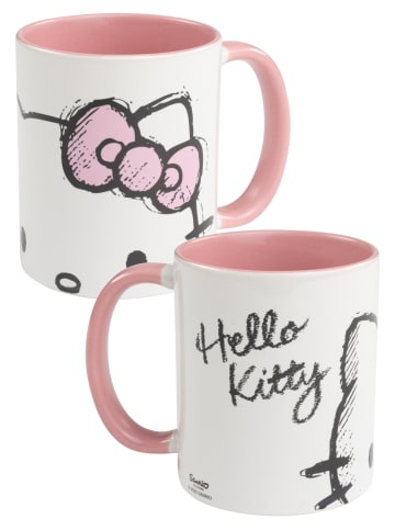 Hello Kitty Hello Kitty Tasse Becher Kaffeetasse 320 ml in weiß/rosa