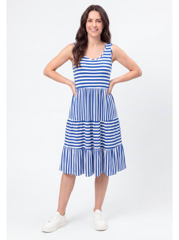 usha BLUE LABEL Women Dress in Sky Blue Stripes