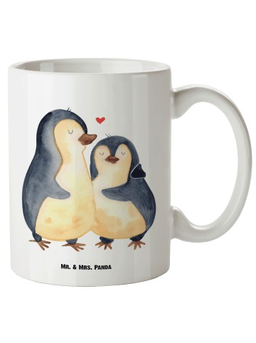 Mr. & Mrs. Panda Große Teetasse Pinguin umarmen ohne Spruch in Weiß