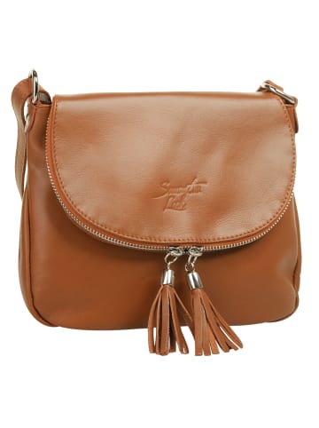 Samantha Look Umhängetasche echt Leder in cognac
