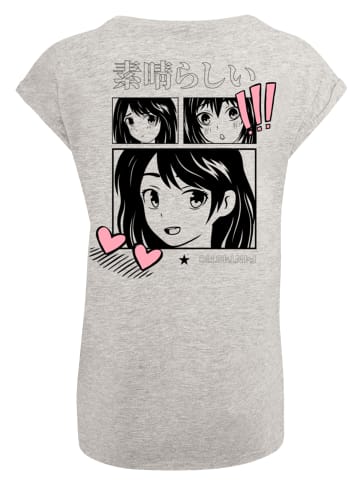 F4NT4STIC Extended Shoulder T-Shirt Manga Anime Japan Grafik in grau meliert