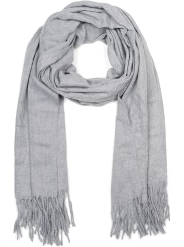 styleBREAKER Weicher Schal Uni mit Fransen in Hellgrau meliert