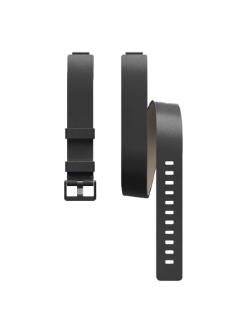 FitBit Ersatzarmband Luxe Horween Leather Double Wrap Black in schwarz