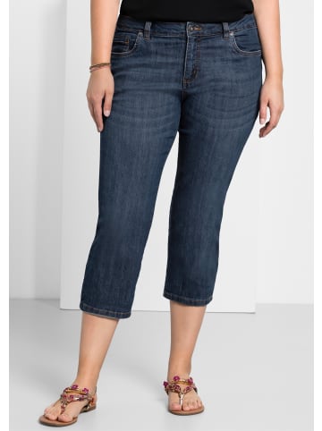sheego Caprijeans in dark blue denim