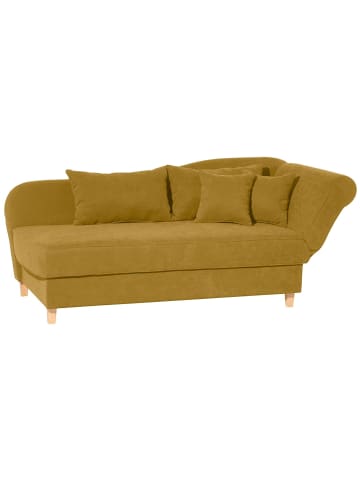 58 aufm Kessel RECAMIERE mit Armteil rechts klappbar Katia Veloursstoff Buche/mais