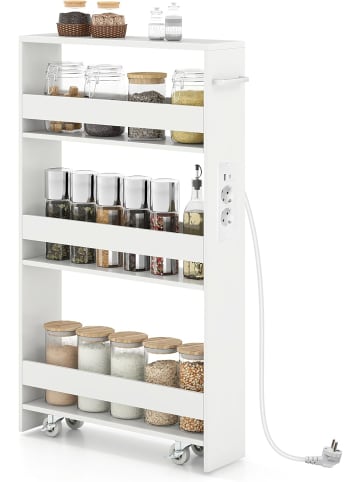 COSTWAY Nischenwagen 13cm breit schmal mit Ladestation in Weiß