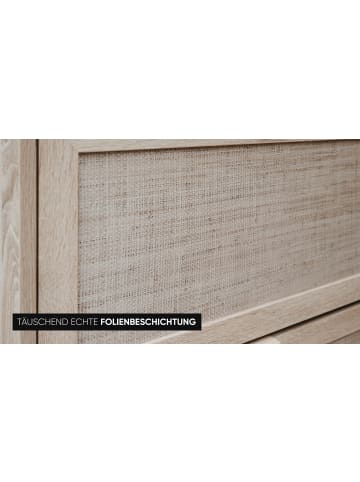 Furn.Design Highboard Eiche Sonoma, Bast-Dekor 102 cm, Anrichte skandinavisch
