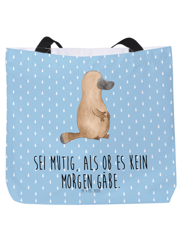 Mr. & Mrs. Panda Shopper Schnabeltier Mut mit Spruch in Blau Pastell