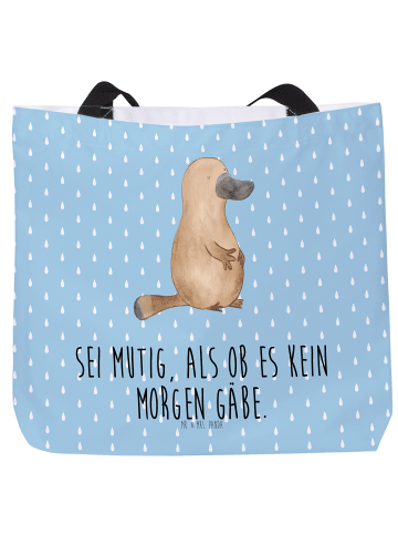 Mr. & Mrs. Panda Tasche Schnabeltier Mut mit Spruch in Blau Pastell