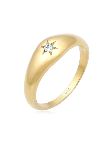 Elli Ring 925 Sterling Silber Siegelring, Astro, Sterne, Stern in Gold