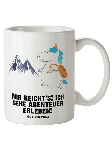 Mr. & Mrs. Panda Großer Kaffeepott Einhorn Bergsteiger mit Spruch in Weiß