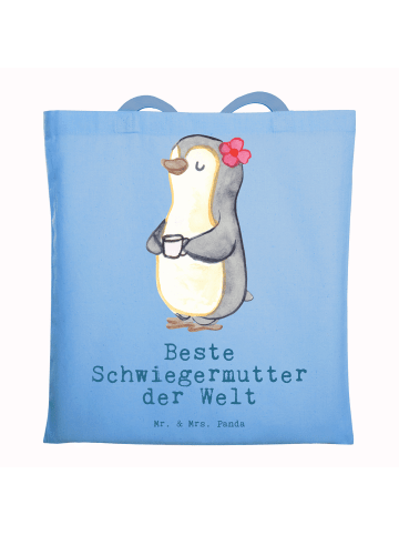 Mr. & Mrs. Panda Shopping Tasche Pinguin Beste Schwiegermutter d... in Sky Blue