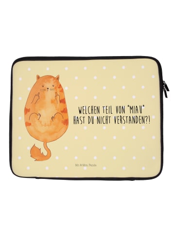 Mr. & Mrs. Panda Notebook Tasche Katze Mittelfinger mit Spruch in Gelb Pastell