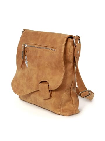 Bag Street Umhängetasche, Schultertasche Kunstleder cognac, braun ca. 26cm