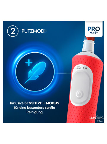 Oral-B Elektrische Kinderzahnbürste "Vitality Pro Kids König der Löwen"+ Reiseetui