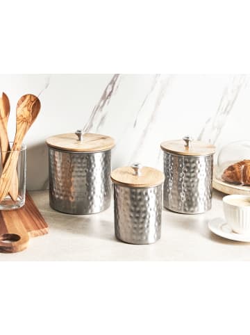 Beliani 3-tlg Bad-Kleinaufbewahrung ALEXANDRIA in Silber/Braun