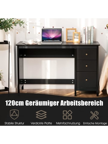 COSTWAY Schreibtisch 120cm in Schwarz