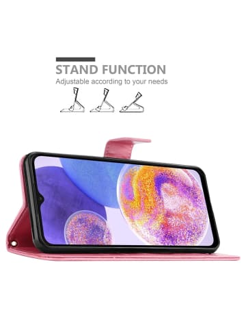 cadorabo Hülle für Samsung Galaxy A23 4G / 5G Blumen Design in FLORAL ROSA