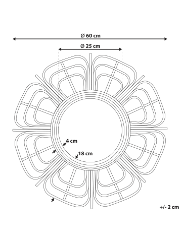 Beliani Wandspiegel PASAKU in Schwarz - (W) 60 x (H) 60 x (L) 1 cm