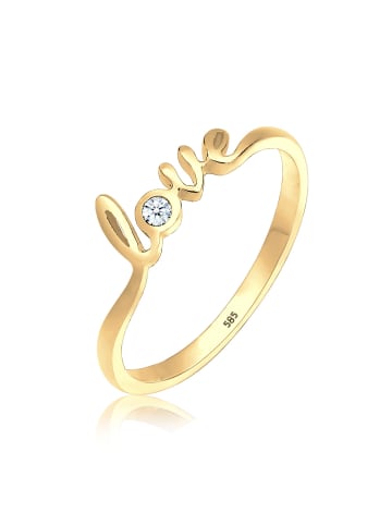 Elli DIAMONDS  Ring 585 Gelbgold Love-Schriftzug, Verlobungsring in Gold