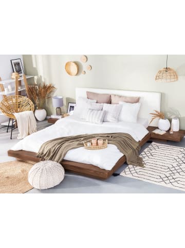 Beliani Doppelbett ZEN in Braun/Weiß - (W) 308 x (H) 86 x (L) 229 cm