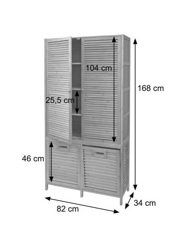 MCW Badezimmerschrank N83, Natur-schwarz, Korb anthrazit