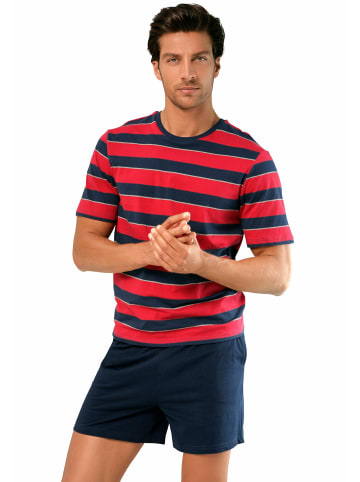 H.I.S Pyjama in rot-navy-gestreift, navy