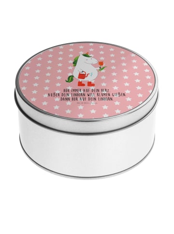 Mr. & Mrs. Panda Blechdose Einhorn Gärtner mit Spruch in Rot Pastell