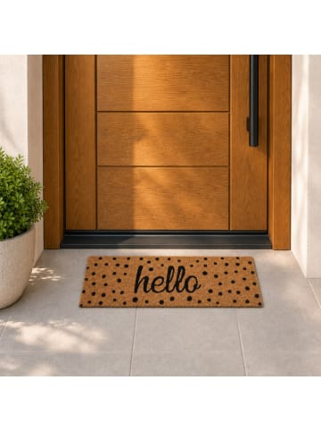 relaxdays Fußmatte "Hello" in Natur/ Schwarz - 75 x 25 cm