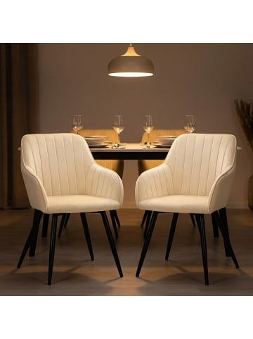 relaxdays 2 x Esszimmerstuhl in Beige - (B)61 x (H)81 x (T)56 cm