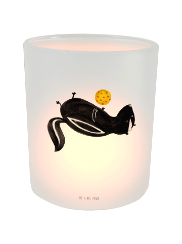 Mr. & Mrs. Panda Windlicht Glas Stinktier Ball ohne Spruch in Transparent