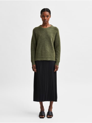 SELECTED FEMME Strick Pullover SLFLULU Wollpullover Rundhals Sweater in Grün