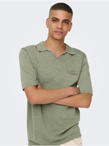 Only&Sons Einfarbiges Polo Hemd aus Baumwolle Kurzarm Shirt ONSACE in Grün