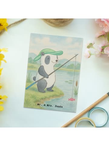 Mr. & Mrs. Panda Grußkarte Panda Angeln Design ohne Spruch in Weiß