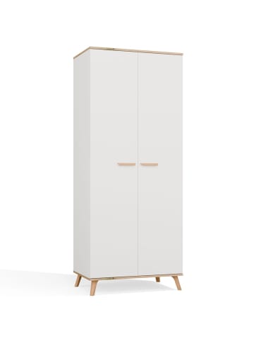 kommodly Kleiderschrank Luxi in Weiß / Eiche - (B)80cm x (T)50cm x (H)195cm
