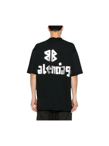 Balenciaga Tape Logo T-Shirt Schwarz