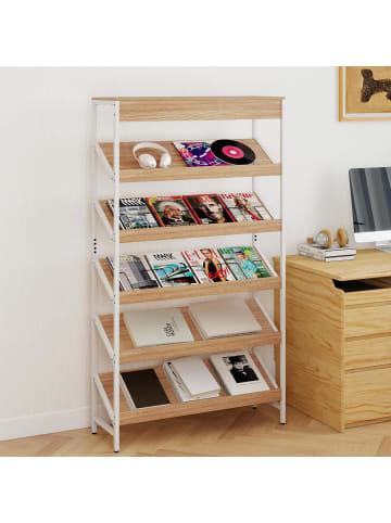 COSTWAY 6-stöckig Bücherregal 90 x 30 x 161 cm in Beige