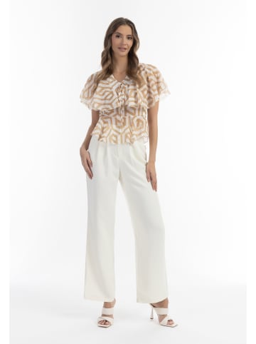 faina Bluse in Beige Weiss