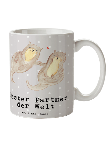 Mr. & Mrs. Panda Tasse Otter Bester Partner der Welt mit Spruch in Grau Pastell