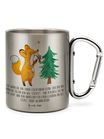 Mr. & Mrs. Panda Tasse Fuchs  Weihnachtsbaum mit Spruch in Silber