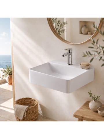 relaxdays Waschbecken in Weiß - (B)37 x (H)11 x (T)27 cm