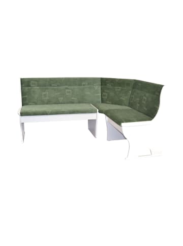 möbel-direkt Eckbank 125x165 cm Truheneckbank in weiß/grün
