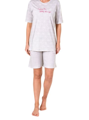 NORMANN Shorty Pyjama kurzarm grafischen Designs - 44860 in grau
