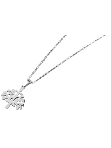 Adeliás Damen Halskette mit Anhänger – Lebensbaum aus Edelstahl in silber