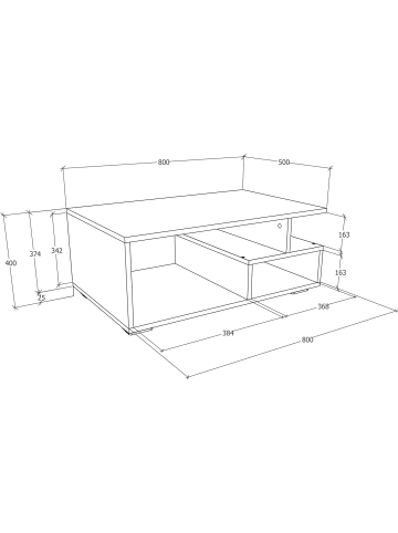 ebuy24 Couchtisch Sulas 3 Weiß 80 x 50 cm