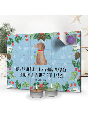 Mr. & Mrs. Panda Duftkerzen Adventskalender Hund Blume mit Spruch in Eisblau