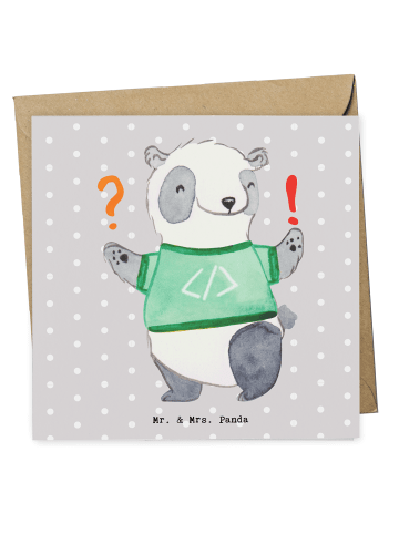 Mr. & Mrs. Panda Deluxe Karte Programmierer Herz ohne Spruch in Grau Pastell